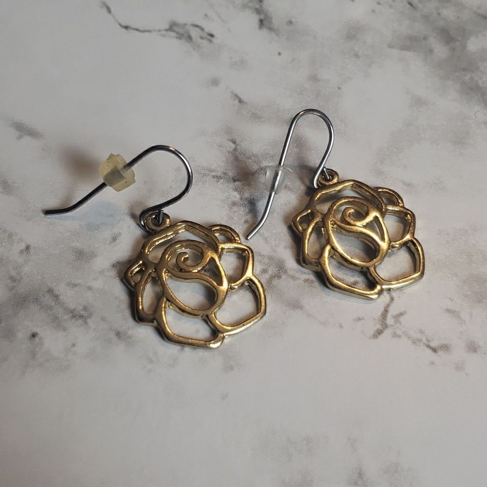 Gold Rose Earrings